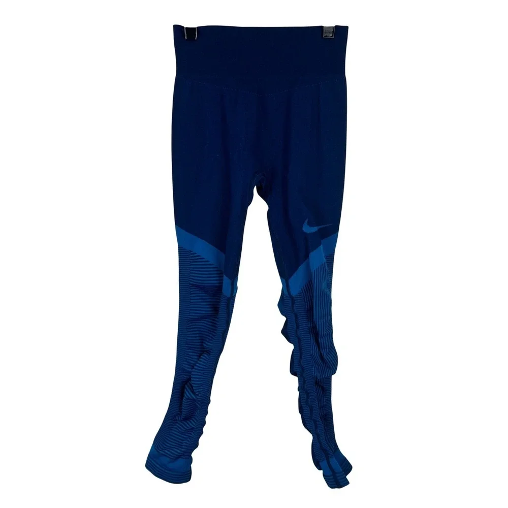 Nike Junior Fenom Seamless Tights Blue Size Medium